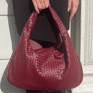 Elegant Woven Red Hobo Bag